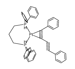 [(1,3-bis(diphenylphosphino)propane)Pt(1,2-η2-PhC4Ph)] Structure