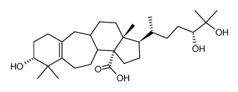(24R)-3α,24,25-Trihydroxy-B(9a)-homo-19-norlanost-5(10)-en-30-oic acid结构式