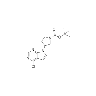3-(4-氯-7H-吡咯并[2,3-d]嘧啶-7-基)吡咯烷-1-甲酸叔丁酯结构式