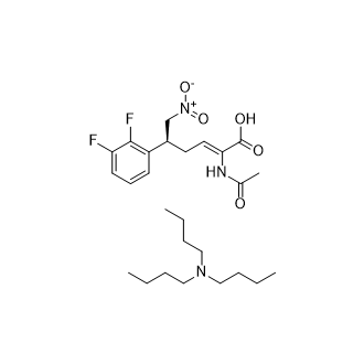 三丁胺(S,Z)-2-乙酰氨基-5-(2,3-二氟苯基)-6-硝基己-2-烯酸酯结构式
