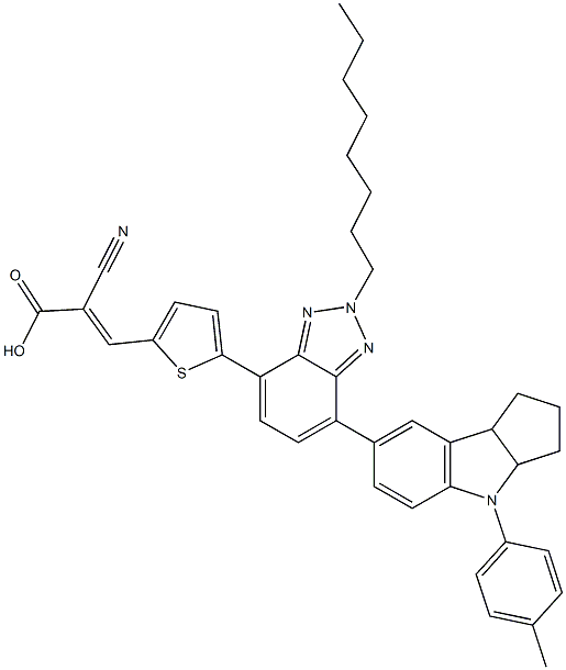 (E)-2-氰基-3-(5-(2-辛基-7-(4-(对甲苯基)-1,2,3,3a,4,8b-六氢环戊[b]吲哚-7-基)-2H-苯并[d] [1,2,3]三唑-4-基)噻吩-2-基)丙烯酸结构式
