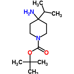 2-Methyl-2-propanyl 4-amino-4-isopropyl-1-piperidinecarboxylate Structure