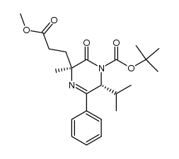 (3S,6R)-N-1-(tert-butoxycarbonyl)-6-isopropyl-3-methyl-3-(2-methoxycarbonyl)ethyl-5-phenyl-1,2,3,6-tetrahydro-2-pyrazinone Structure