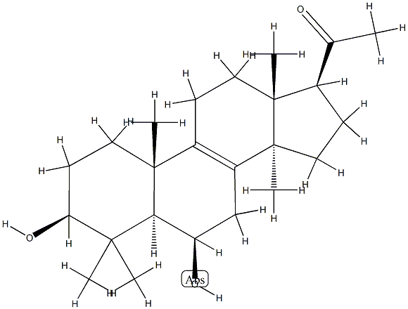 3β,6β-Dihydroxy-4,4,14-trimethyl-5α-pregn-8-en-20-one结构式