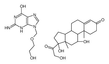 2-amino-9-(2-hydroxyethoxymethyl)-3H-purin-6-one,(8S,9S,10R,11S,13S,14S,17R)-11,17-dihydroxy-17-(2-hydroxyacetyl)-10,13-dimethyl-2,6,7,8,9,11,12,14,15,16-decahydro-1H-cyclopenta[a]phenanthren-3-one Structure