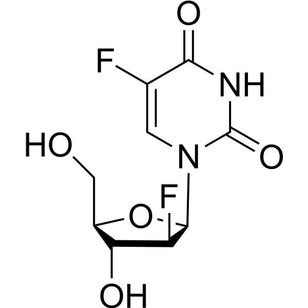 1-(2-脱氧-2-氟-BETA-D-阿拉伯呋喃糖基)-5-氟-2,4(1H,3H)-嘧啶二酮结构式