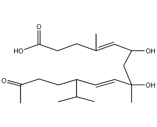 6,8-二羟基-11-异丙基-4,8-二甲基-14-氧代-4,9-十五碳二烯酸结构式