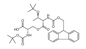 (S)-3-(((2S,3R)-2-((((9H-芴-9-基)甲氧基)羰基)氨基)-3-(叔丁氧基)丁酰基)氧基)-2-((叔丁氧基羰基)氨基)丙酸结构式