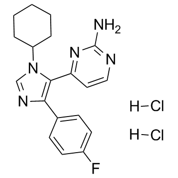 4-[1-环己基-4-(4-氟苯基)-1H-咪唑-5-基]-2-嘧啶胺盐酸盐结构式