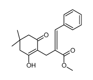 methyl (E)-2-[(2-hydroxy-4,4-dimethyl-6-oxocyclohexen-1-yl)methyl]-3-phenylprop-2-enoate Structure