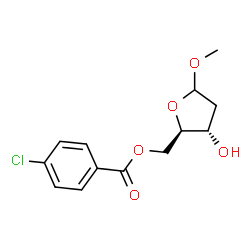 ((2R,3S)-3-羟基-5-甲氧基四氢呋喃-2-基)甲基4-氯苯甲酸酯结构式
