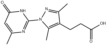 3-[3,5-二甲基-1-(4-甲基-6-氧代-1,6-二氢嘧啶-2-基)-1H-吡唑-4-基]丙酸结构式