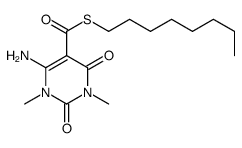 6-Amino-1,2,3,4-tetrahydro-1,3-dimethyl-2,4-dioxo-5-pyrimidinecarbothioic acid S-octyl ester结构式