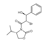 anti-(4S,2'S,3'S)-3-(3'-Hydroxy-3'-phenyl-2'-bromo-1'-oxopropyl)-4-(1-methylethyl)-2-oxazolidinone Structure