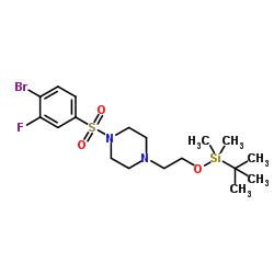 1-[(4-Bromo-3-fluorophenyl)sulfonyl]-4-(2-{[dimethyl(2-methyl-2-propanyl)silyl]oxy}ethyl)piperazine Structure