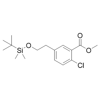 5-(2-((叔丁基二甲基甲硅烷基)氧基)乙基)-2-氯苯甲酸甲酯结构式