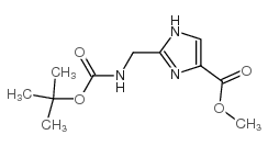 N-叔丁氧基羰基-2-氨基甲基-咪唑-4-羧酸甲酯结构式