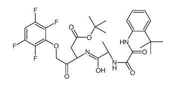 2-Methyl-2-propanyl (3S)-3-({N-[{[2-(2-methyl-2-propanyl)phenyl]a mino}(oxo)acetyl]-L-alanyl}amino)-4-oxo-5-(2,3,5,6-tetrafluorophe noxy)pentanoate结构式