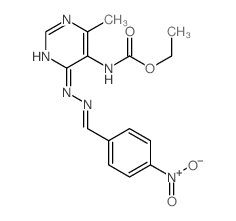 5-Pyrimidinecarbamicacid, 4-methyl-6-[(p-nitrobenzylidene)hydrazino]-, ethyl ester (7CI,8CI) Structure