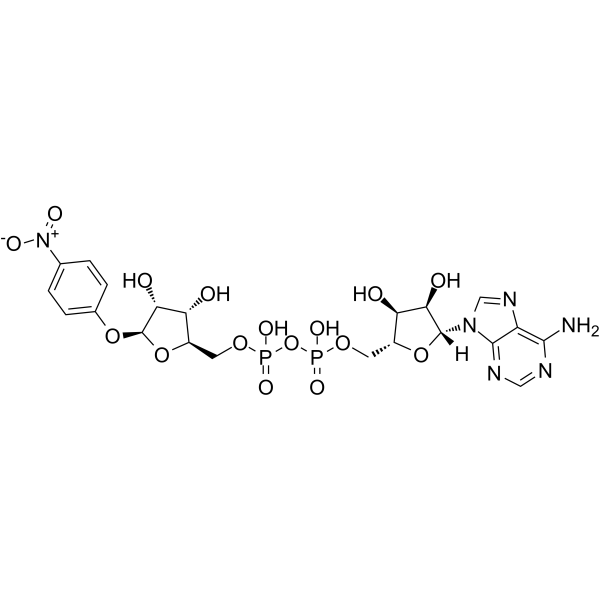 腺苷 5'-(三氢二磷酸酯), P'-5-(4-硝基苯基 BETA-D-呋喃核糖苷)酯结构式