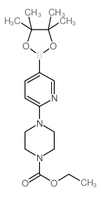 6-(4-乙氧基羰基-1-哌嗪基)吡啶-3-硼酸频哪醇酯结构式