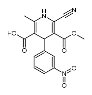 2-cyano-1,4-dihydro-3-methoxycarbonyl-6-methyl-4-m-nitrophenylpyridine-5-carboxylic acid结构式