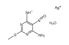 silver(I) (6-amino-2-(methylthio)-5-nitrosopyrimidin-4-yl)amide hydrate Structure