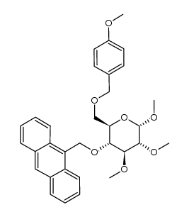 methyl 4-O-(9'-anthracenyl)methyl-6-O-p-methoxybenzyl-2,3-di-O-methyl-α-D-glucopyranoside Structure