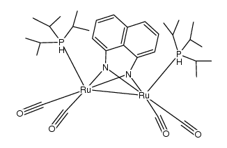 {Ru2(CO)4(triisopropylphosphine)2(1,8-diaminonaphthalene(2-))}结构式