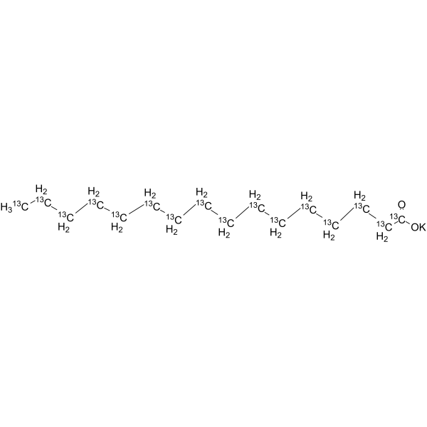 Hexadecanoate-13C16 potassium Structure