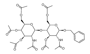 benzyl 2-acetamido-4-O-(2'-acetamido-2'-deoxy-3',4',6'-tri-O-acetyl-β-D-glucopyranosyl)-2-deoxy-3,6-di-O-acetyl-β-D-glucopyranoside结构式