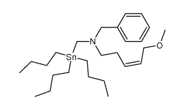 Z-N-benzyl-N-tributylstannylmethyl-5-amino-1-methoxypent-2-ene Structure