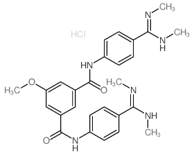 1,3-Benzenedicarboxamide,5-methoxy-N1,N3-bis[4-[(methylamino)(methylimino)methyl]phenyl]-, hydrochloride(1:2)结构式