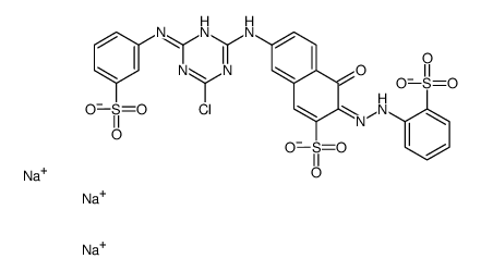 trisodium 7-[[4-chloro-6-[(3-sulphonatophenyl)amino]-1,3,5-triazin-2-yl]amino]-4-hydroxy-3-[(2-sulphonatophenyl)azo]naphthalene-2-sulphonate Structure