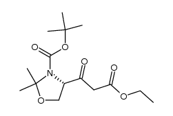 (4S)-4N,5O-(N-t-butyloxycarbonylisopropylidenazoxy)-3-oxopentanoic acid ethyl ester结构式