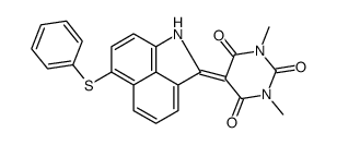 1,3-二甲基-5-[6-(苯基硫基)苯并[CD]吲哚-2-(1H)-亚基]-2,4,6(1H,3H,5H)-嘧啶三酮结构式