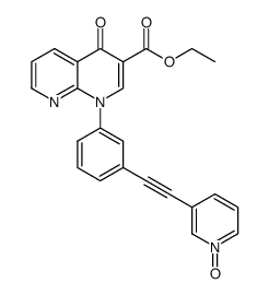 3-((3-(3-(ethoxycarbonyl)-4-oxo-1,8-naphthyridin-1(4H)-yl)phenyl)ethynyl)pyridine 1-oxide结构式