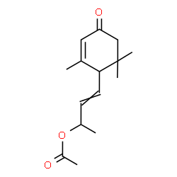 1-(2,6,6-trimethyl-4-oxocyclohex-2-enyl)buten-3-yl acetate Structure
