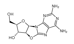 2,6-diamino-8,2'-anhydro-8-hydroxy-9-β-D-arabinofuranosylpurine结构式
