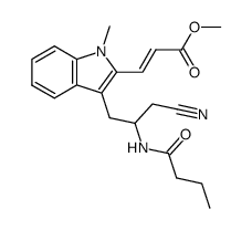 (E)-3-[3-(2-Butyrylamino-3-cyano-propyl)-1-methyl-1H-indol-2-yl]-acrylic acid methyl ester Structure