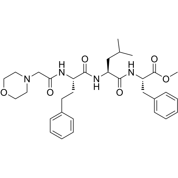 (αS)-α-[[2-(4-吗啉基)乙酰基]氨基]苯丁酰基-L-亮氨酰基-L-苯丙氨酸甲酯结构式