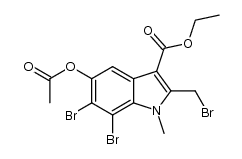 5-acetoxy-6,7-dibromo-2-bromomethyl-1-methyl-1H-indole-3-carboxylic acid ethyl ester结构式