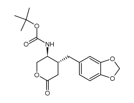 tert-butyl ((3S,4R)-4-(benzo[d][1,3]dioxol-5-ylmethyl)-6-oxotetrahydro-2H-pyran-3-yl)carbamate Structure