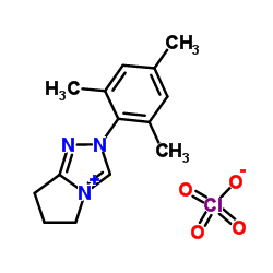 6,7-二氢-2-(2,4,6-三甲基苯基)-5H-吡咯并[2,1-c]-1,2,4-三唑鎓高氯酸盐结构式
