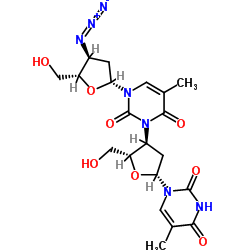 3'-[3-(3-叠氮基-2,3-二脱氧-β-D-赤型-呋喃呋喃糖基)-3,6-二氢-5-甲基-2,6-二氧代-1(2H)-嘧啶基]-3'-脱氧胸苷结构式