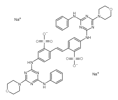 4,4'-双[(4-苯胺基-6-吗啉基-1,3,5-三嗪-2-基)氨基]二苯乙烯-2,2'-二磺酸二钠盐结构式