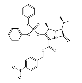 4-硝基苯甲基 (4S,5R,6S)-3-[(二苯基磷羧基)氧代]-6-[(R)-1-羟基乙基]-4-甲基-7-羰基-1-氮杂二环[3.2.0]庚-2-烯-2-羧酸酯结构式