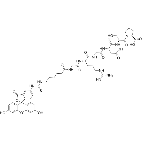 FITC-εAhx-Gly-Arg-Gly-Asp-Ser-Pro-OH trifluoroacetate salt Structure