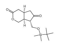 4aR,7S,7aS-tetrahydro-6-oxo-7-(tert-butyldimethylsilyloxymethyl)cyclopenta[c]pyran-3(1H)-one Structure