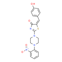 (E)-5-(4-hydroxybenzylidene)-2-(4-(2-nitrophenyl)piperazin-1-yl)thiazol-4(5H)-one结构式